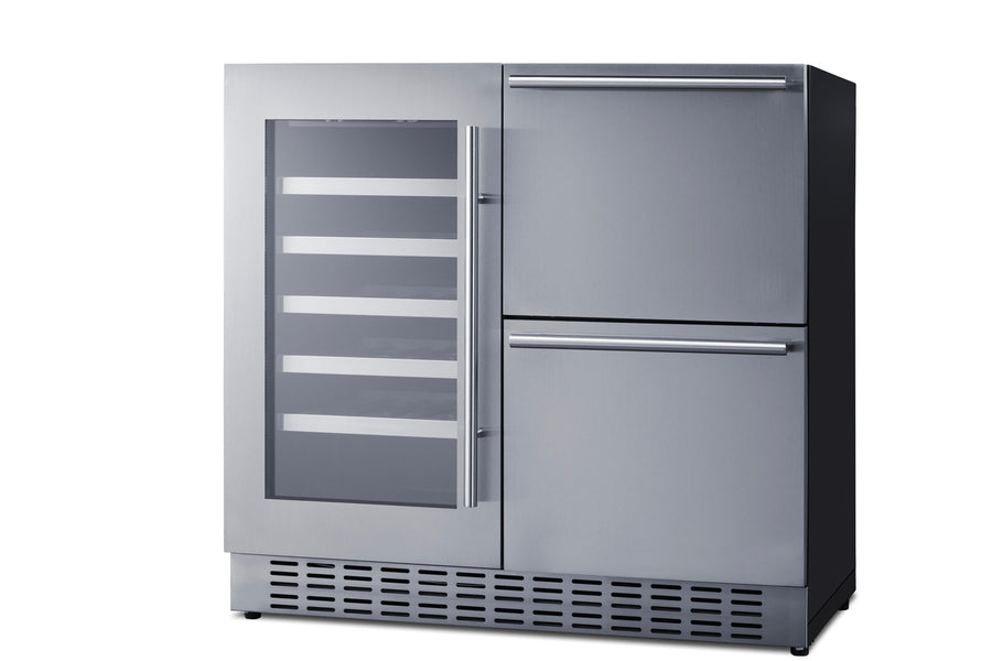 36" Wide Undercounter Dual Zone Wine Cellar and Drawer Refrigerator
