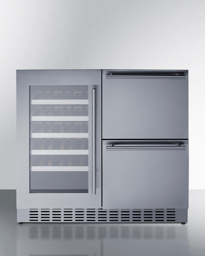 36" Wide Undercounter Dual Zone Wine Cellar and Drawer Refrigerator Secondary image