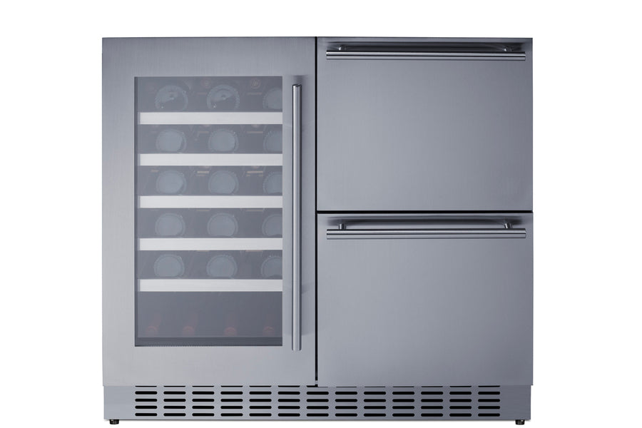 36" Wide Undercounter Dual Zone Wine Cellar and Drawer Refrigerator Main image