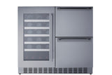 36" Wide Undercounter Dual Zone Wine Cellar and Drawer Refrigerator