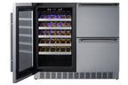 36" Wide Undercounter Dual Zone Wine Cellar and Drawer Refrigerator