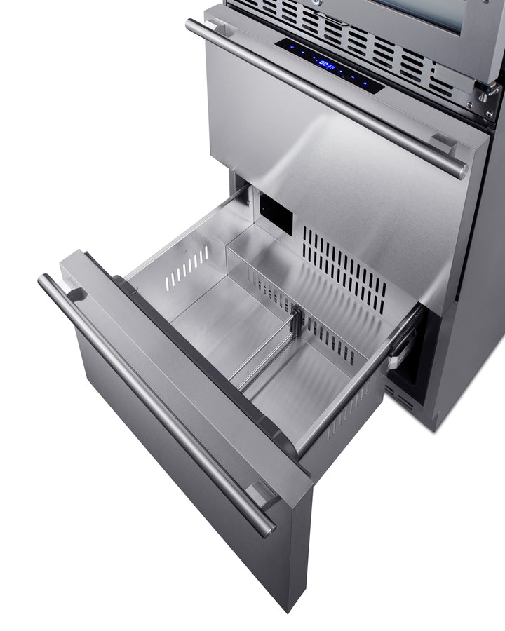 24" Wide Combination built-in/freestanding Upright Dual Zone Glass Door Wine Cellar and 2-drawer Refrigerator-freezer In (Model SWCDRF24LHD) Secondary image