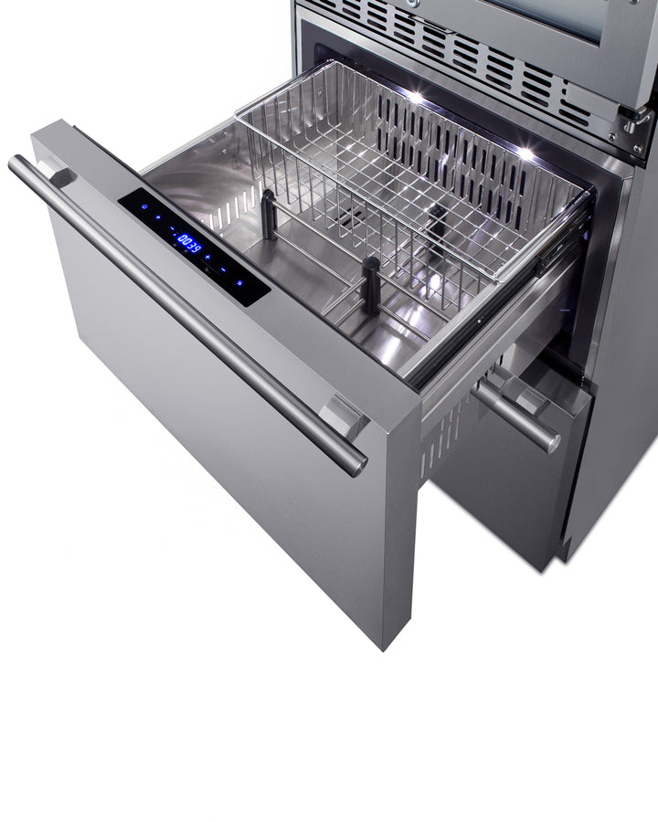 Accucold 24" Wide Combination built-in/freestanding Upright Dual Zone Glass Door Wine Cellar and 2-drawer Refrigerator-freezer In (Model SWCDRF24LHD)