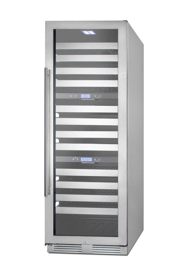 Commercially approved dual zone wine cellar for built-in or freestanding use with seamless stainless steel door and full Main image