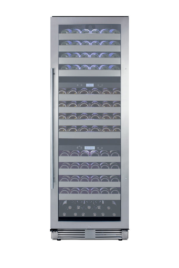 Accucold Commercially approved triple zone wine cellar for built-in or freestanding use with seamless stainless steel door and fu (Model SWCP1988T)
