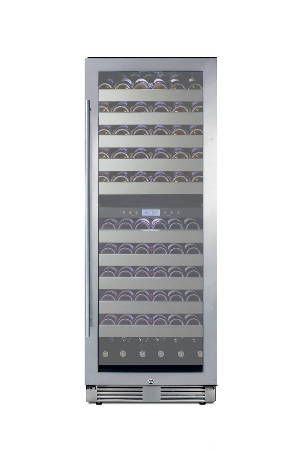 Commercially approved dual zone wine cellar for built-in or freestanding use with seamless stainless steel door and full Main image