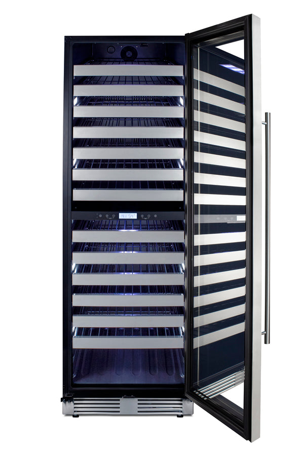 Accucold Commercially approved dual zone wine cellar for built-in or freestanding use with seamless stainless steel door and full (Model SWCP2163)