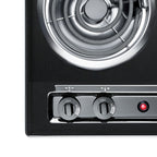 30" wide 220V electric coil cooktop in black porcelain finish