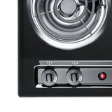30" wide 220V electric coil cooktop in black porcelain finish