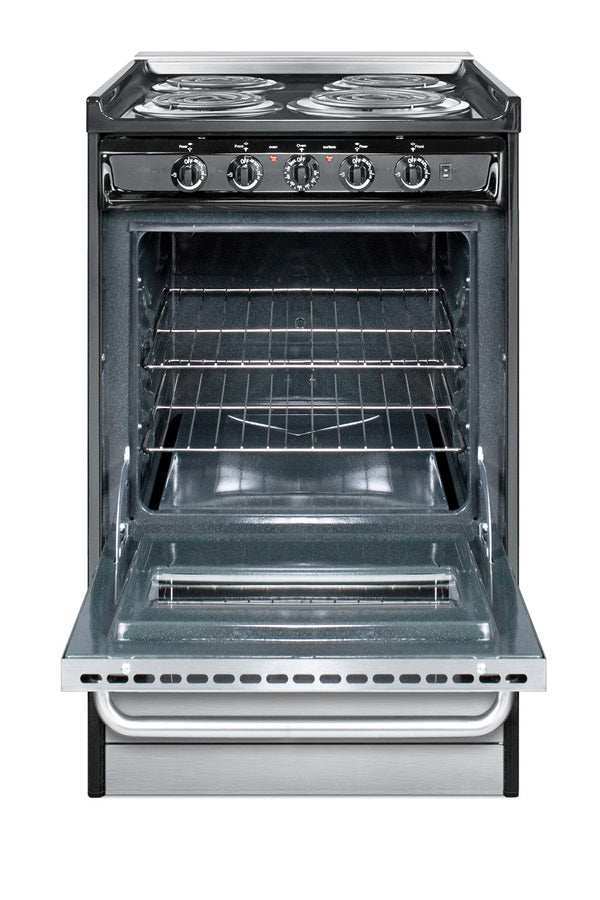 Accucold 20" Wide Slide-In Style Electric Coil Range in Stainless Steel – TEM110BRWY - Open