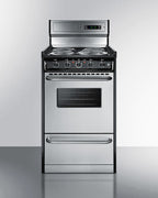 20" Wide Deluxe Electric Coil Range in Stainless Steel with High Backguard