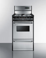 20" Wide Deluxe Electric Coil Range in Stainless Steel with High Backguard