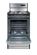 20" Wide Deluxe Electric Coil Range in Stainless Steel with High Backguard