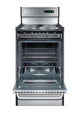 20" Wide Deluxe Electric Coil Range in Stainless Steel with High Backguard