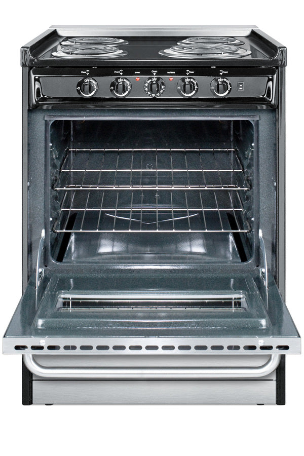 24" Wide Slide-in Style Electric Coil Range in Stainless Steel