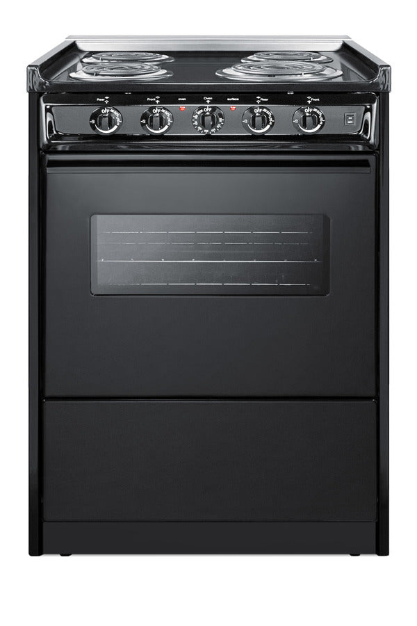 Accucold 24" Wide Slide-in Style Electric Coil Range in Black with Window (Model TEM610CRW)