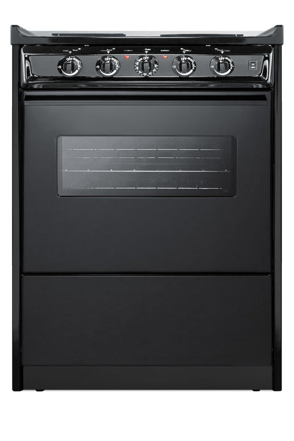 Accucold 24" Wide Slide-in Style Electric Coil Range in Black with Window (Model TEM610CRW)