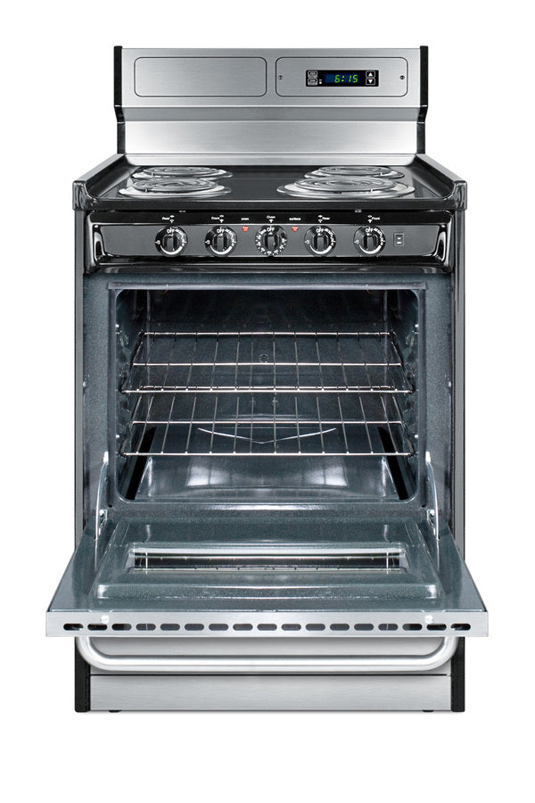 Accucold 24" Wide Deluxe Electric Coil Range in Stainless Steel with High – TEM630BKWY - Open