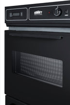 Black glass 115V electric wall oven with digital clock/timer and oven window; for cutouts 22 3/8" wide by 34 1/8" high - Detail