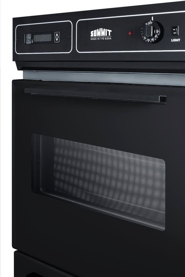 Black glass 115V electric wall oven with digital clock/timer and oven window; for cutouts 22 3/8" wide by 34 1/8" high - Detail