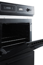 Black glass 115V electric wall oven with digital clock/timer and oven window; for cutouts 22 3/8" wide by 34 1/8" high - Detail