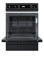 Black glass 115V electric wall oven with digital clock/timer and oven window; for cutouts 22 3/8" wide by 34 1/8" high - Open