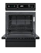 Black glass 115V electric wall oven with digital clock/timer and oven window; for cutouts 22 3/8" wide by 34 1/8" high - Open