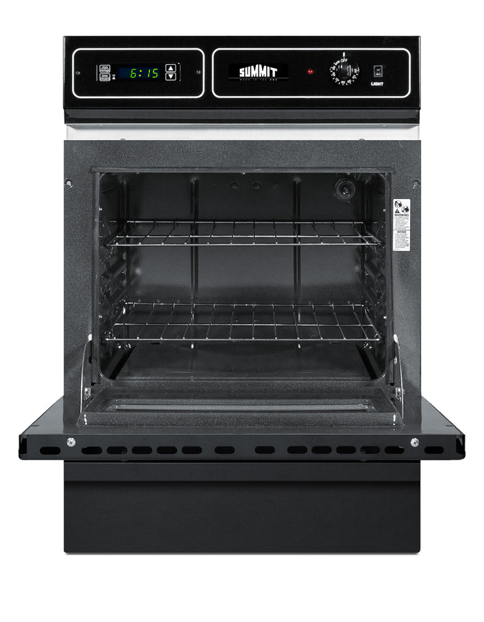 Black glass 115V electric wall oven with digital clock/timer and oven window; for cutouts 22 3/8" wide by 34 1/8" high - Open
