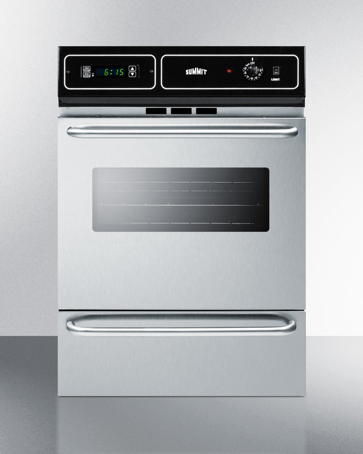 Stainless steel 220V electric wall oven with digital clock/timer and oven window; for cutouts 22 3/8" wide by 34 1/8" hi