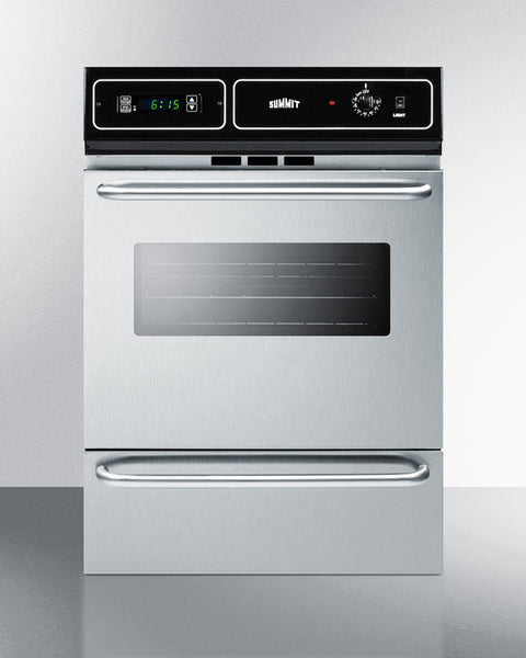 Stainless steel 220V electric wall oven with digital clock/timer and oven window; for cutouts 22 3/8" wide by 34 1/8" hi