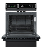 Black glass 220V electric wall oven with digital clock/timer and oven window; for cutouts 22 3/8" wide by 34 1/8" high - Open