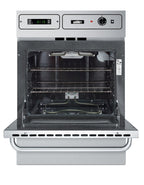 Stainless steel 220V electric wall oven with digital clock/timer and oven window; for cutouts 22 3/8" wide by 34 1/8" hi