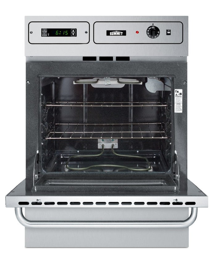 Stainless steel 220V electric wall oven with digital clock/timer and oven window; for cutouts 22 3/8" wide by 34 1/8" hi