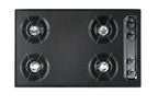 Accucold 30" Wide Open Burner Gas Cooktop in Black with Spark Ignition
