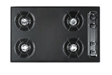 Accucold 30" Wide Open Burner Gas Cooktop in Black with Spark Ignition