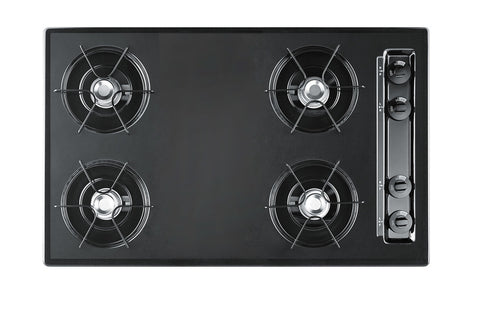 Accucold 30" Wide Open Burner Gas Cooktop in Black with Spark Ignition