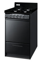 Accucold 20" Wide Gas Range in Black, Open Burners
