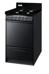 Accucold 20" Wide Gas Range in Black, Open Burners