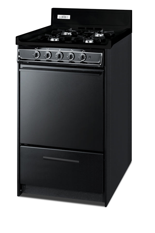 Accucold 20" Wide Gas Range in Black, Open Burners