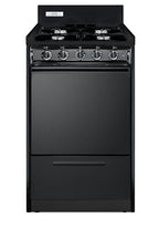 Accucold 20" Wide Gas Range in Black, Open Burners