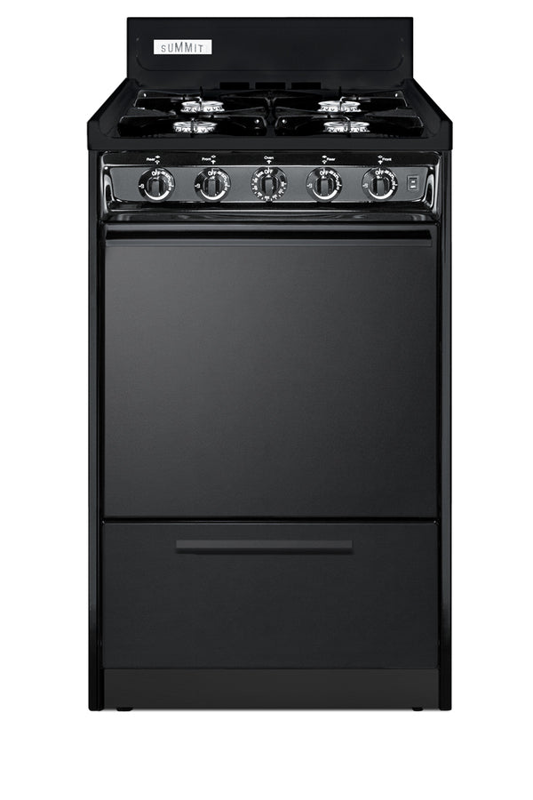 Accucold 20" Wide Gas Range in Black, Open Burners