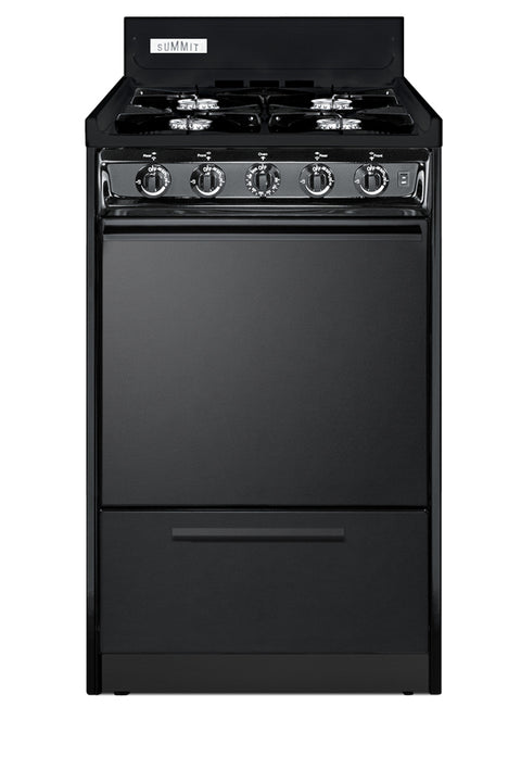Accucold 20" Wide Gas Range in Black, Open Burners