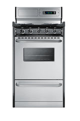 20" Wide Gas Range in Stainless Steel, Open Burners and clock/timer on High Backguard