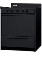 Accucold 30" Wide Gas Range in Black, Open Burners