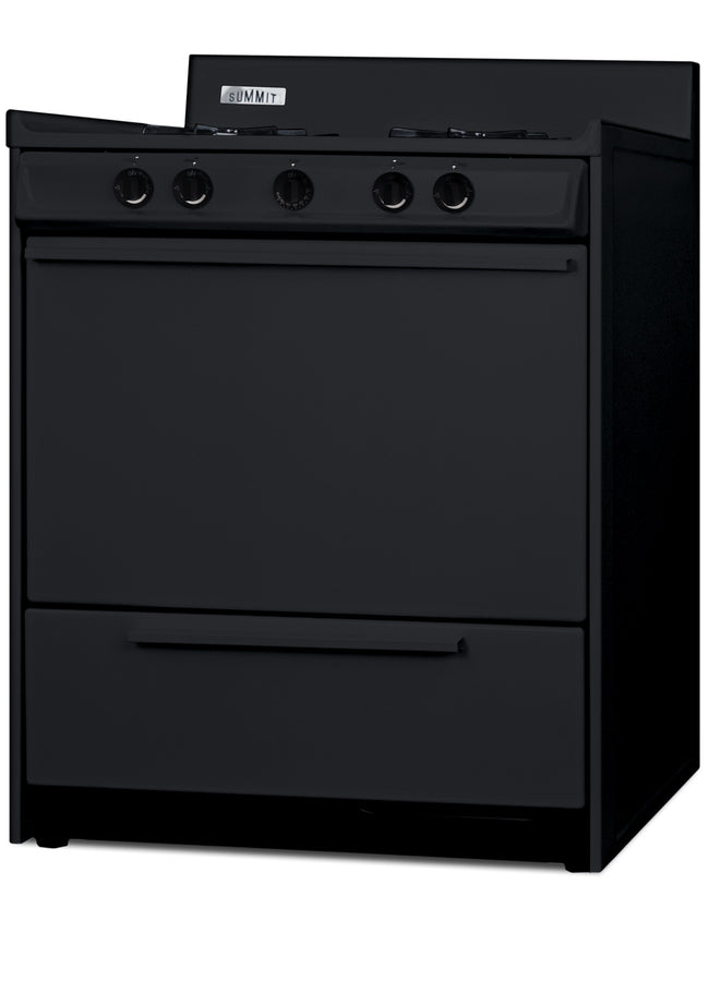 Accucold 30" Wide Gas Range in Black, Open Burners