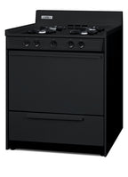 Accucold 30" Wide Gas Range in Black, Open Burners