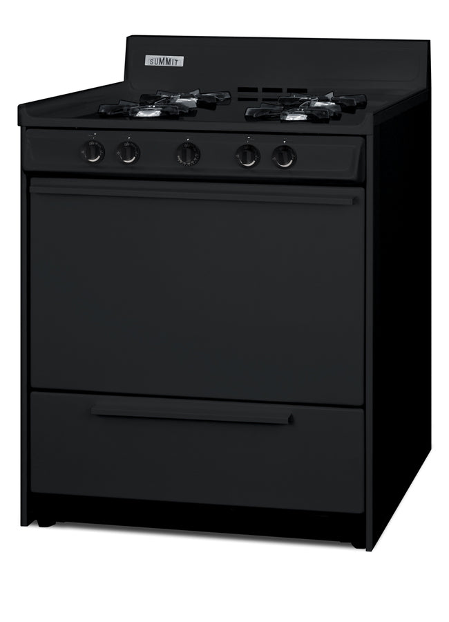 Accucold 30" Wide Gas Range in Black, Open Burners