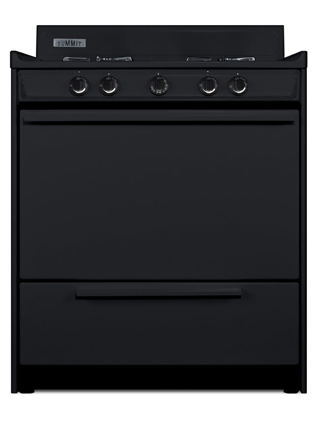 Accucold 30" Wide Gas Range in Black, Open Burners