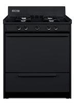 Accucold 30" Wide Gas Range in Black, Open Burners