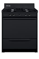 Accucold 30" Wide Gas Range in Black, Open Burners